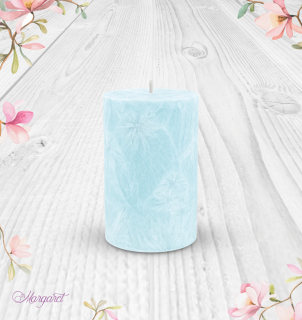 Svíčka Válec 0 (8 cm) – Azurová / Litsea Cubeba / Květinka